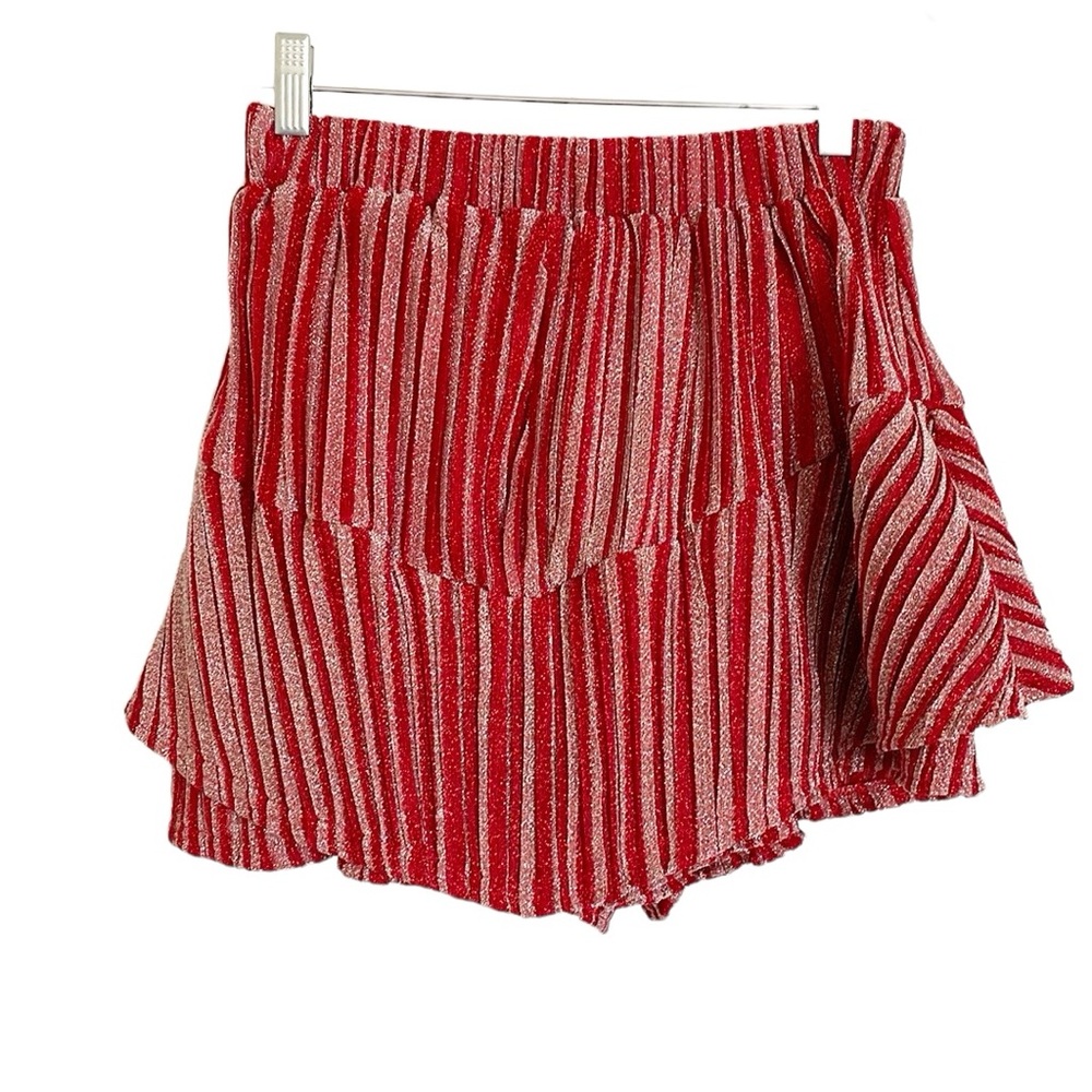 TALULAH Red and White Striped Mini Skirt